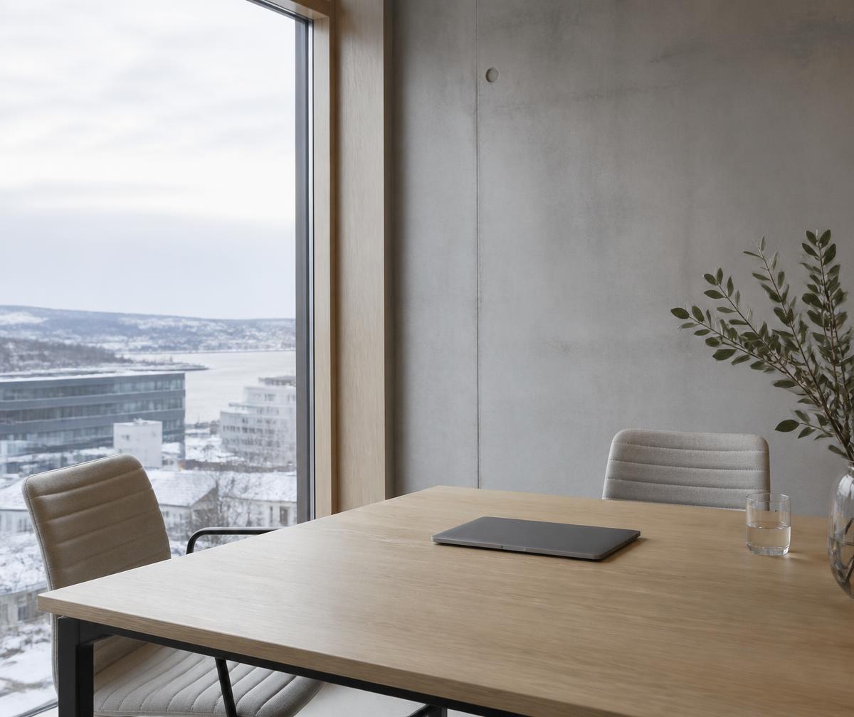 Minimalist Scandinavian meeting room in an Oslo office